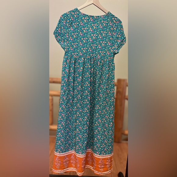 NATURAL LIFE Teal and Orange Midi Dress - Picture 4 of 13